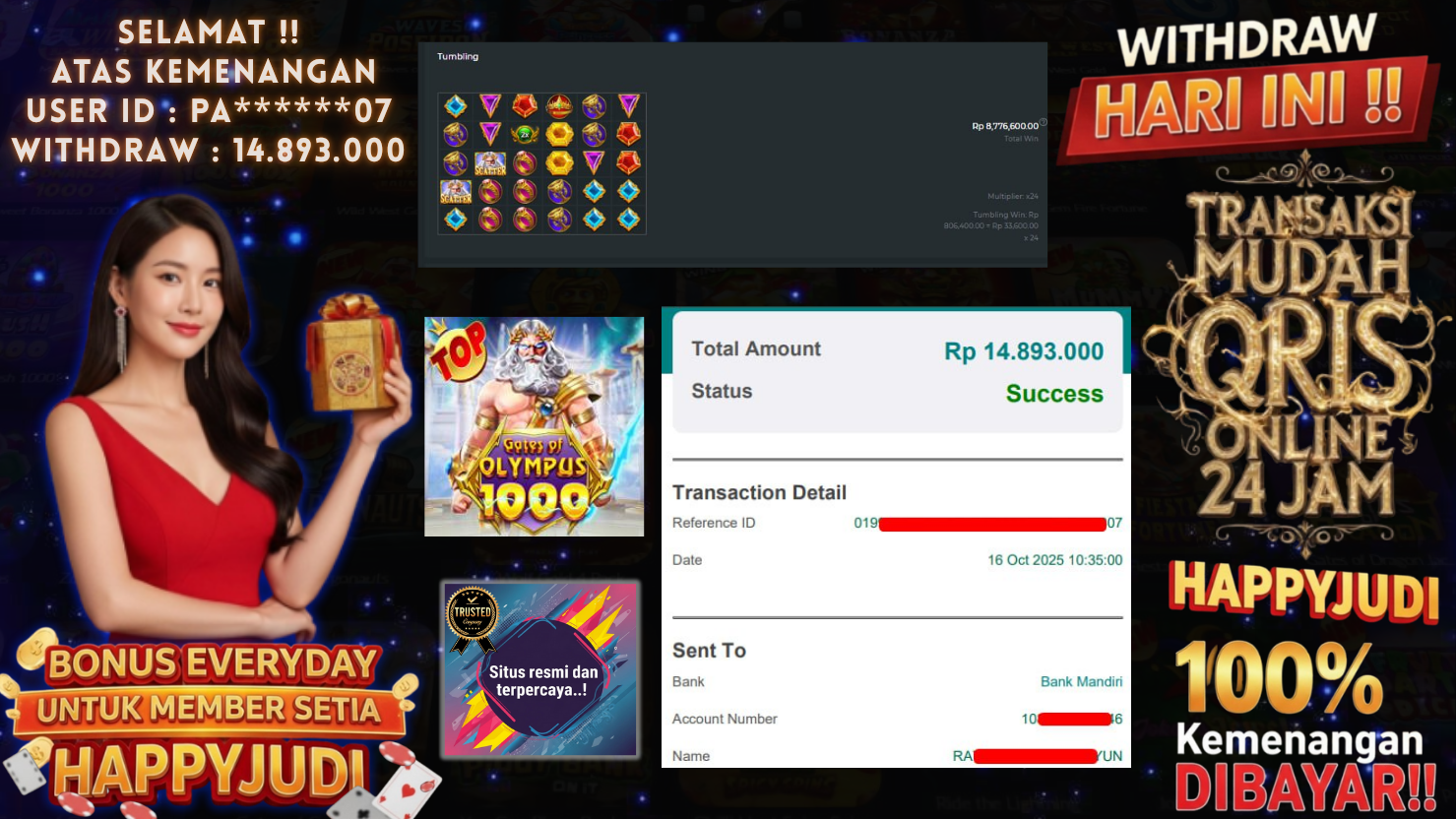 HAPPYJUDI JACKPOT SLOT GATES OF OLYMPUS 1000